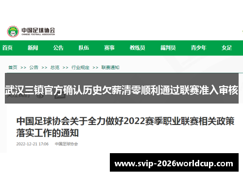 武汉三镇官方确认历史欠薪清零顺利通过联赛准入审核